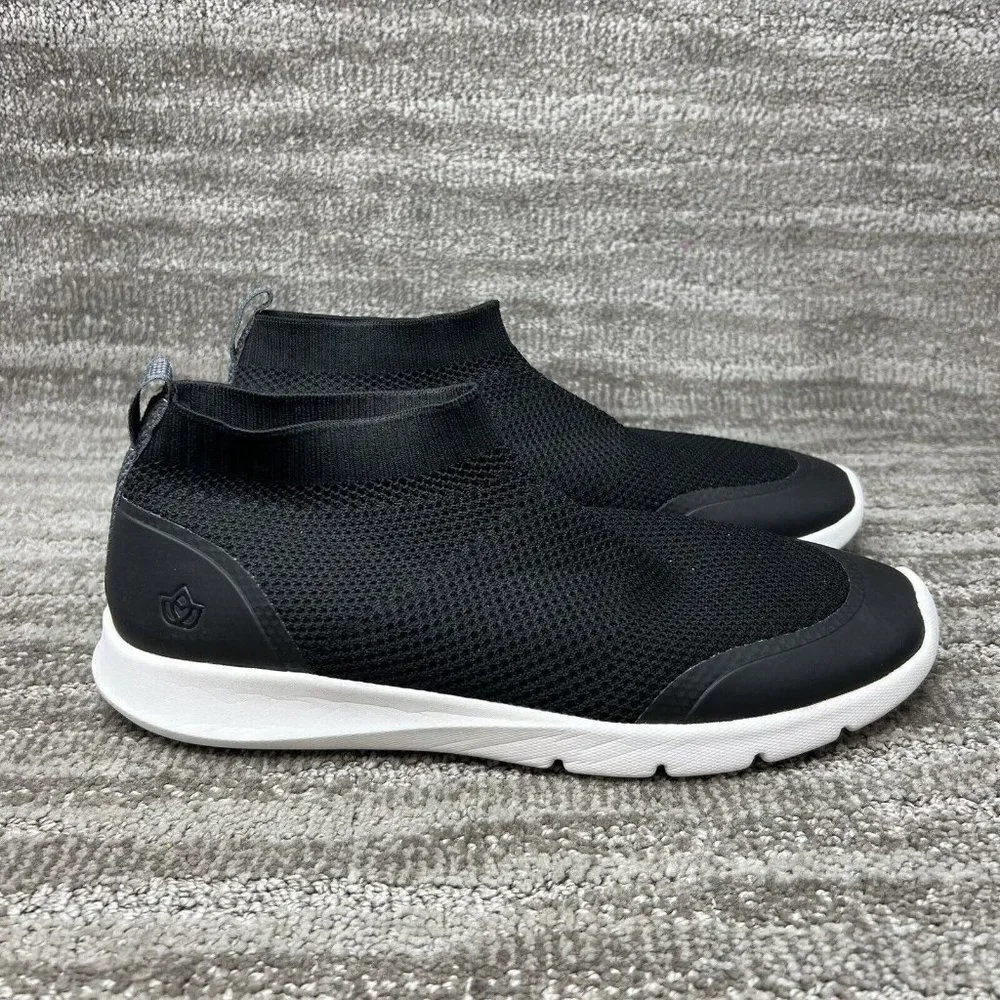 Spenco Yoga Stretch Shoes Women's 12B Black White Knit Comfort Slip On Sneakers